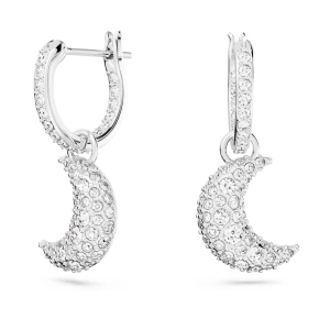 Długie kolczyki Luna, Księżyc, Białe, Powłoka z rodu Swarovski