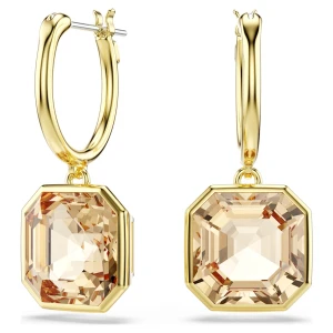 Długie kolczyki Millenia, Szlif kwadratowy, Karmelowe, Powłoka w odcieniu złota Swarovski
