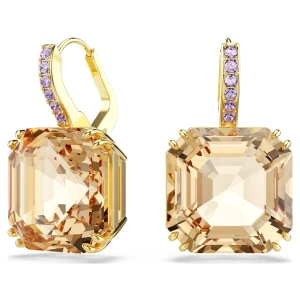 Długie kolczyki Millenia, Szlify różnorodne, Karmelowe, Powłoka w odcieniu złota Swarovski