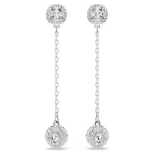 Długie kolczyki Una Angelic, Szlif okrągły, Białe, Powłoka z rodu Swarovski