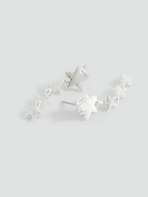 Długie kolczyki z gwiazdkami srebrny - Dziewczyna - Rozmiar uniwersalny - MANGO TEEN
