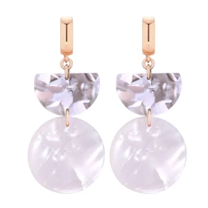 Długie kolczyki z różowego złota i jasnej żywicy SOTHO