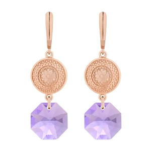 Długie kolczyki z różowego złota z medalionami i kryształami SWAROVSKI® CRYSTAL SOTHO
