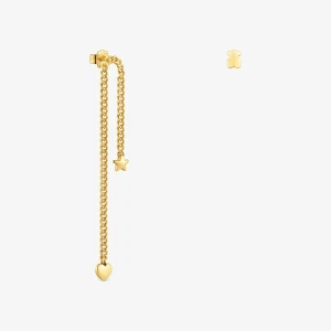 Długie/Krótkie Kolczyki Ze Srebra Powlekanego 18-Karatowym Złotem Bold Motif - Tous Rozmiar