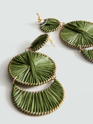 Długie okrągłe kolczyki pastelowa zieleń - Kobieta - Rozmiar uniwersalny - MANGO