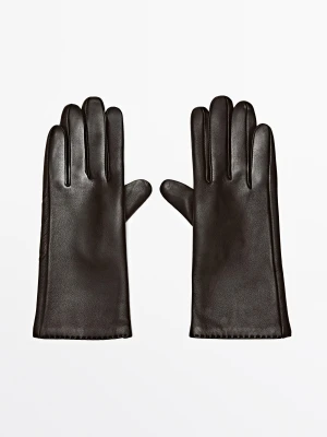 Długie Rękawiczki Ze Skóry Nappa - Brązowy - Massimo Dutti - Female