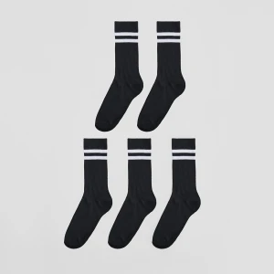 Długie skarpetki 2-pak czarne z kontrastowymi detalami House