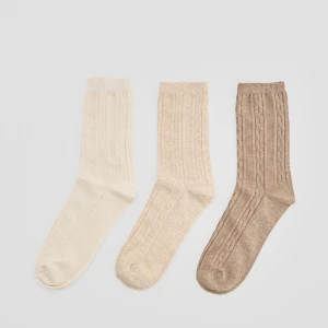 Długie skarpetki 3-pak beżowe i brązowe House