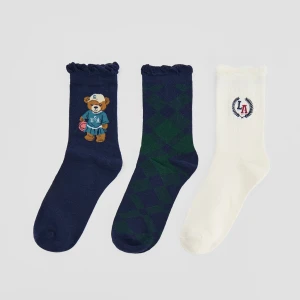 Długie skarpetki w stylu preppy 3-pak House