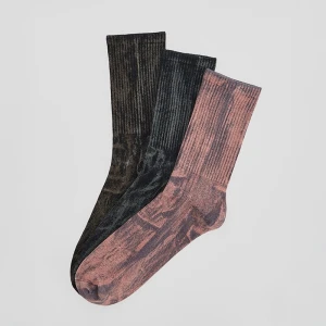 Długie skarpetki z efektem acid wash 3-pak House