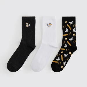 Długie skarpetki z motywem gołębi 3-pak House