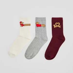 Długie skarpetki z motywem jamników 3-pak House