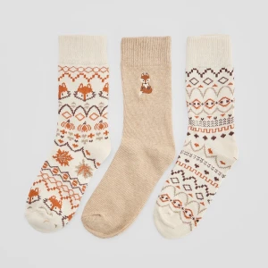 Długie skarpetki z motywem lisków 3-pak House