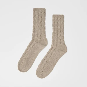 Długie skarpetki z warkoczowym splotem jasnoszare House