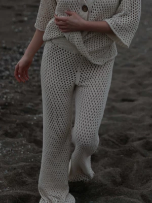 Długie spodnie ażurowe w kolorze SUMMER SAND - TORITTO-M/L Marsala