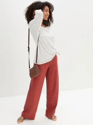 Długie spodnie palazzo z domieszką lnu bonprix