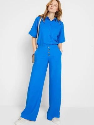 Długie spodnie palazzo z domieszką lnu bonprix