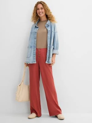 Długie spodnie palazzo z domieszką lnu bonprix