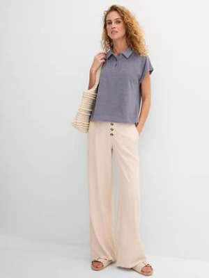 Długie spodnie palazzo z domieszką lnu bonprix