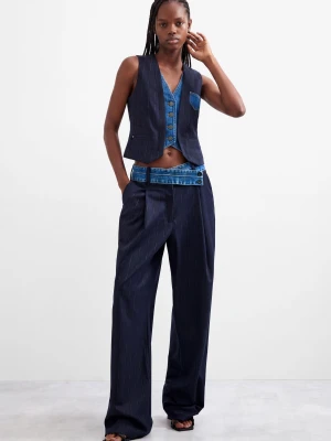 Długie spodnie Woven Desigual niebieski