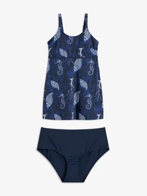 Długie tankini (komplet 2 cz.) BonPrix niebieski