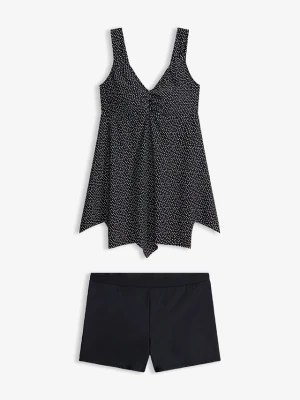 Długie tankini z falistym dołem (zestaw 2-cz.) BonPrix czarny