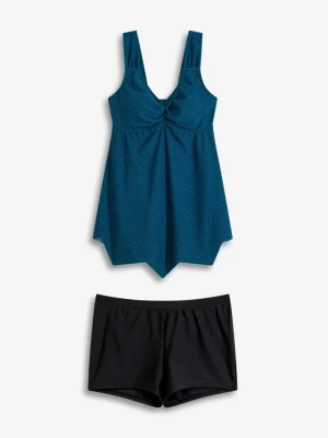 Długie tankini z falistym dołem (zestaw 2-cz.) BonPrix niebieski