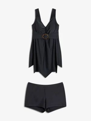Długie tankini z szerokimi ramiączkami (komplet 2 cz.) BonPrix czarny