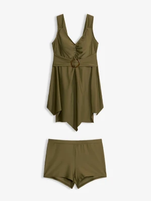 Długie tankini z szerokimi ramiączkami (komplet 2 cz.) BonPrix zielony