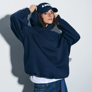 Dłuższa bluza bombka z kapturem House x ADMOR granatowa