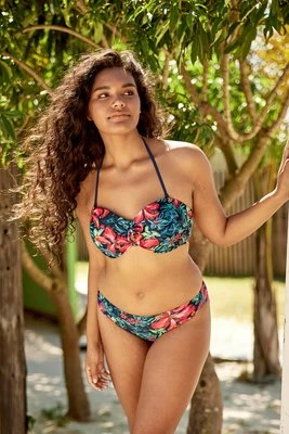 Docks damski top od bikini z nadrukiem i wiązaniem z przodu - Red Animal