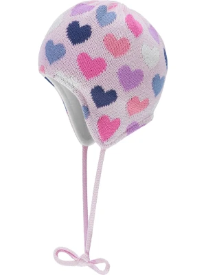 Döll Dzianinowa czapka w kolorze jasnoróżowym ze wzorem rozmiar: 45 cm