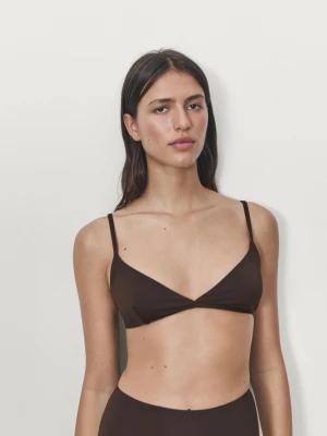 Dół Od Bikini Z Wysoki Stanem I Fakturą - Brązowy - - Massimo Dutti - Kobieta