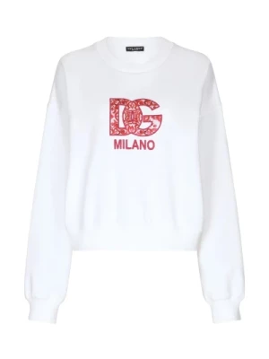 Dolce & Gabbana, Biała bluza z logo DG White, female,