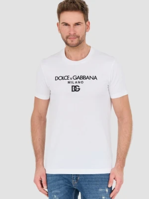 DOLCE & GABBANA Biały męski t-shirt, Rozmiar 52 Dolce and Gabbana