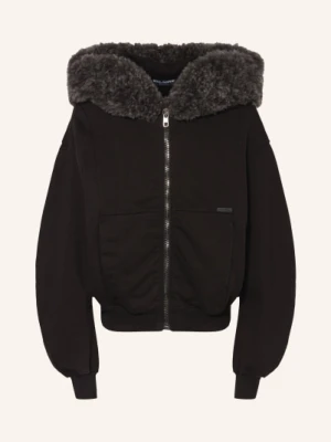 Dolce & Gabbana Bluza Z Sztucznym Futerkiem schwarz