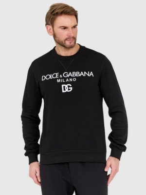 DOLCE & GABBANA Czarna bluza z haftowanym logo Dolce and Gabbana