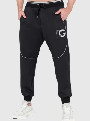 DOLCE & GABBANA Czarne spodnie dresowe z dużym logo Dolce and Gabbana