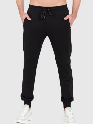DOLCE & GABBANA Czarne spodnie dresowe z haftowanym logo Dolce and Gabbana