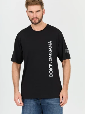 DOLCE & GABBANA Czarny męski bawełniany t-shirt, Rozmiar 54 Dolce and Gabbana