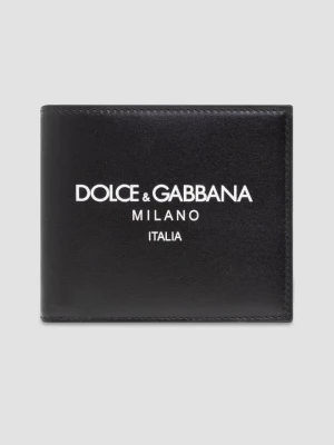 DOLCE & GABBANA Czarny męski portfel skórzany Dolce and Gabbana