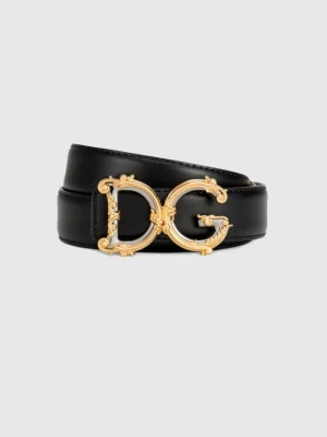 DOLCE & GABBANA Czarny pasek damski z barokową klamrą, Rozmiar 80 Dolce and Gabbana