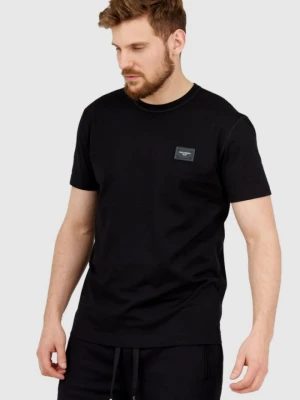 DOLCE & GABBANA Czarny t-shirt męski z aplikacją z logo, Rozmiar 44 Dolce and Gabbana