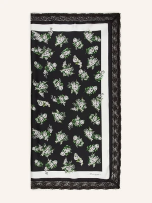 Dolce & Gabbana Jedwabna Chusta Z Koronką schwarz