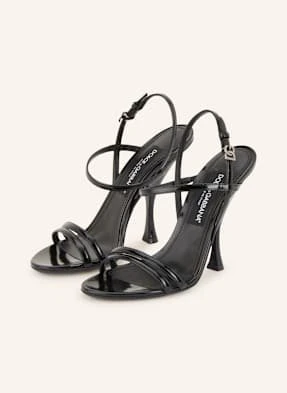 Dolce & Gabbana Lakierowane Sandały Na Obcasie schwarz