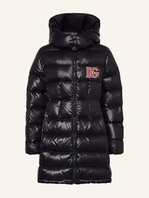 Dolce & Gabbana Płaszcz Puchowy Z Odpinanym Kapturem schwarz