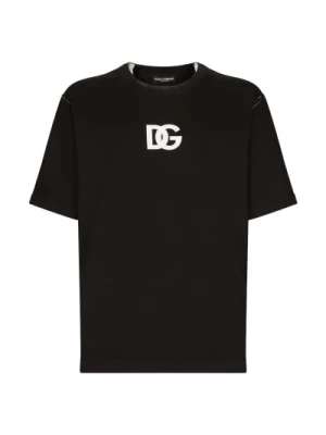 Dolce & Gabbana, Roma Logo T-Shirt - Męska Koszulka z Krótkim Rękawem Black, male,