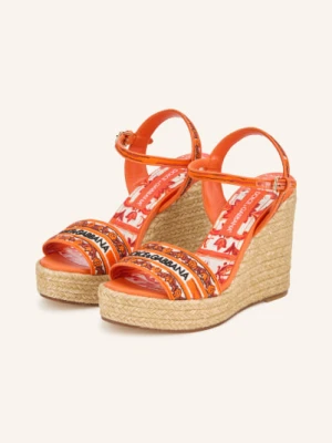 Dolce & Gabbana Sandały Na Platformie Ricamo orange