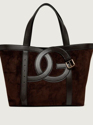 Dolce & Gabbana Shopperka + saszetka DG Belt | zamsz brązowy