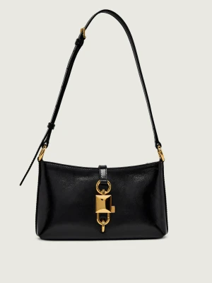 Dolce & Gabbana Skórzana torebka na ramię Lock czarny